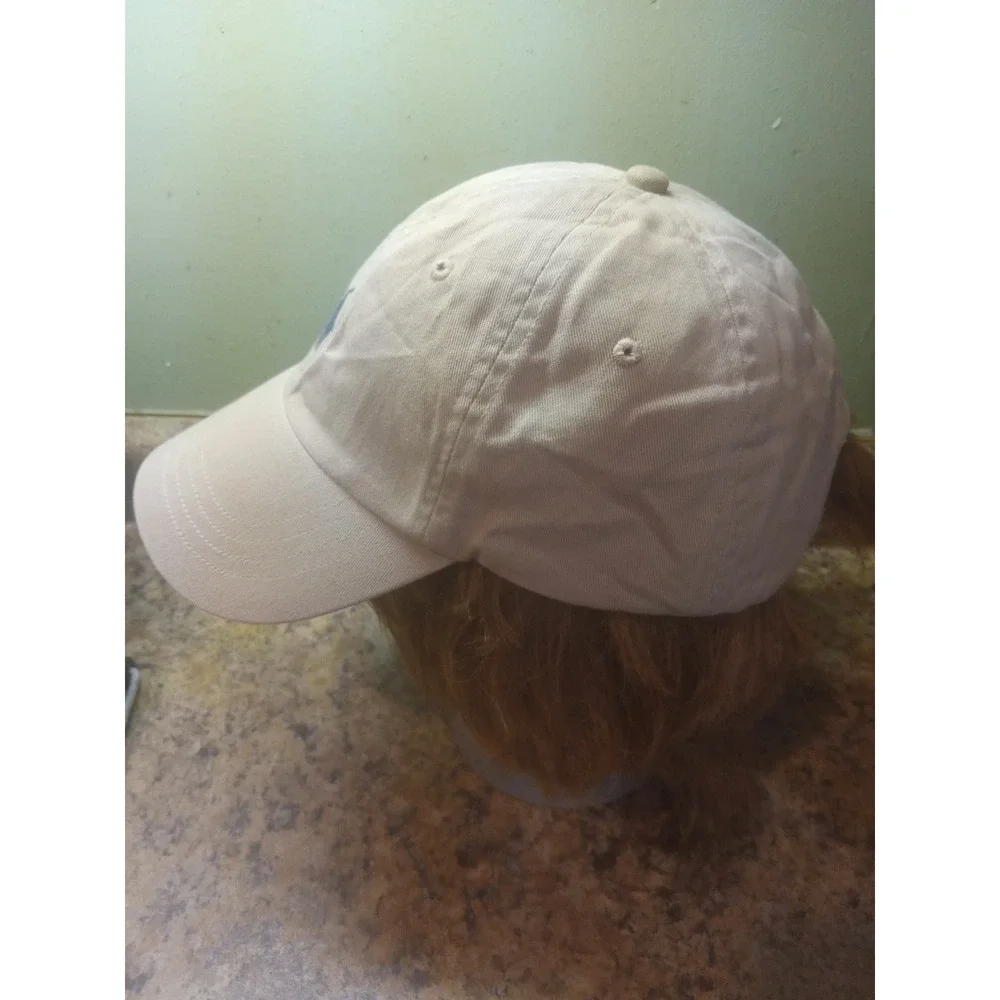 Polo Ralph Lauren Tan Chino Cotton Baseball Cap Navy Pony Logo Adjustable Hat